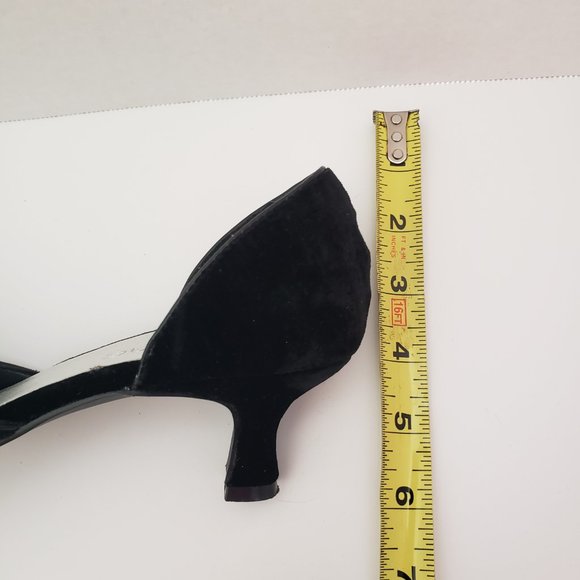 OUTLINE Black Velvet Kitten heels shoes Beaded detail - Picture 8 of 9